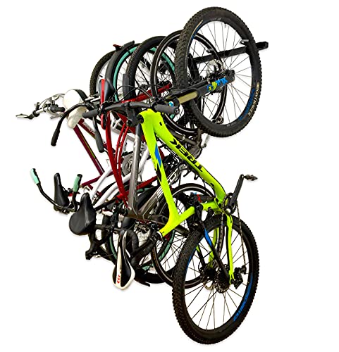 Heavy Duty Wall-Mounted Bike Rack for 5 Bicycles - Space-Saving Vertical Storage