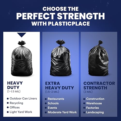 Heavy Duty Trash Bags 55-60 Gallon 1.0 Mil Black Garbage Can Liners - Variation of THIS Listing