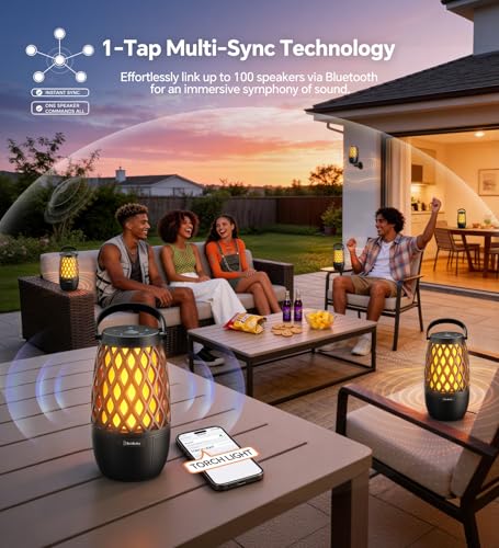 2 Pack Outdoor Bluetooth Speakers with Lights, IPX5 Waterproof, Portable Wireless Party Speakers for Men & Women
