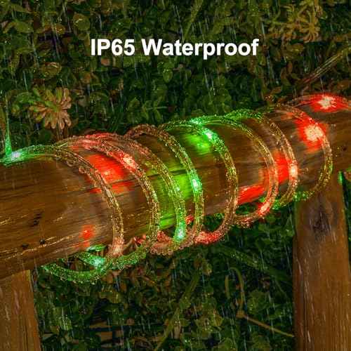 Minetom Rope Lights Outdoor, 33 FT String Lights with Plug, 100 LED Twinkle Christmas String Lights Indoor Bedroom, Waterproof Christmas Lights Outdoor, Rope Lights for Outside, Red and Green