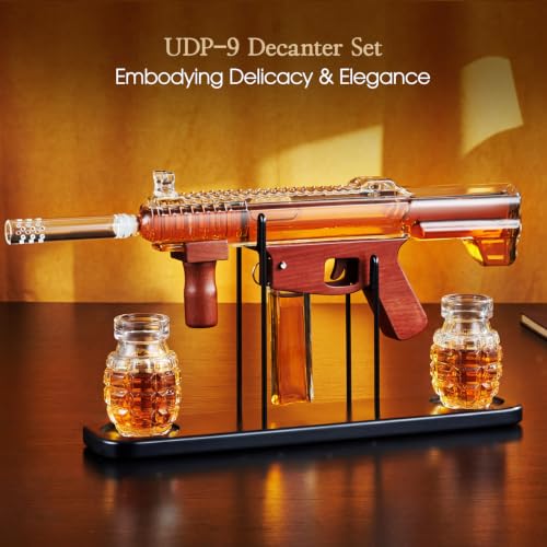 Kollea Transparent Cool Whiskey Decanter Gift Set with Grenade Glasses