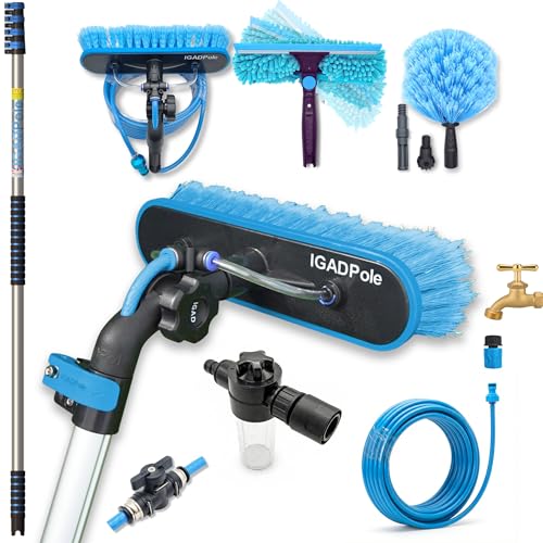 17 ft Water-Fed Washing Kit with Soap Dispenser, Brush, Squeegee & Duster