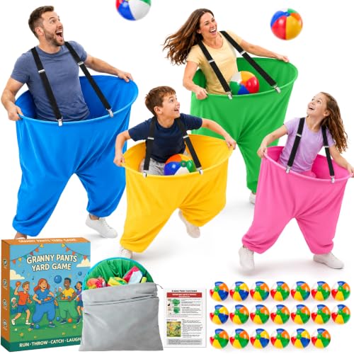 Giant Pants Yard Game Set for Adults and Kids - 2 Large + 2 Small Pants with Balls & Pump