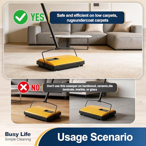 Yocada Manual Carpet Sweeper - Hand Push Household Floor Cleaner