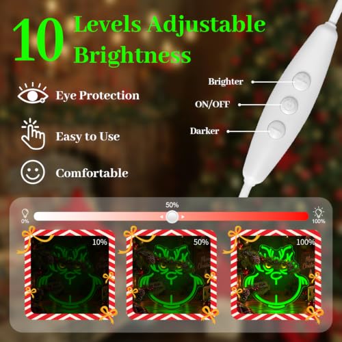 Zikdhf Monster Face Christmas Neon Sign, Dimmable USB Wall Decor