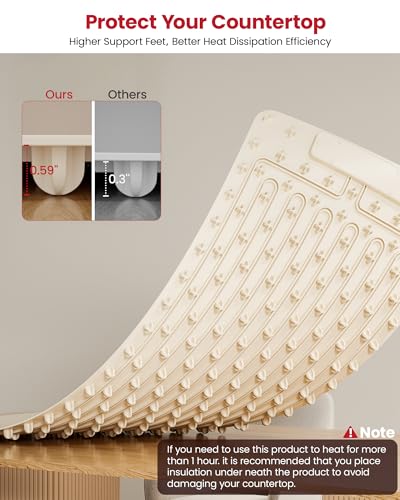 Food Warming Mat for Countertop - XXXL 40x16 Inch Full Surface Heating Pad Beige XXL