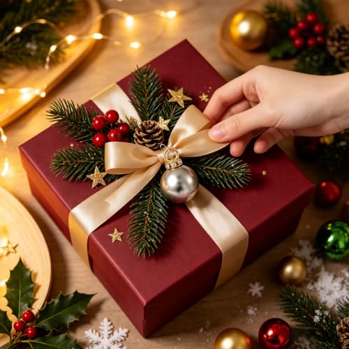 200pcs Small Christmas Ornaments 0.63 Inch Red Green Gold Silver Holiday Decorations