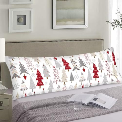 MATEKULI Christmas Body Pillow Cover 20x54 Grey White With Zipper