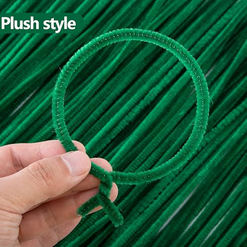 codree 100 Pcs Fuzzy Christmas Garland Ties, 11.8" Flexible Banister Decorative Twist Ties, Reusable Chenille Stems Holiday Knotted Garland Tie for Xmas Mantel Banister Stair Home Decor Craft Wrapping