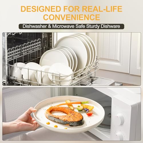 EWFEN 24-Piece Ceramic Dinnerware Set for 8 White - Service for Family & Entertaining