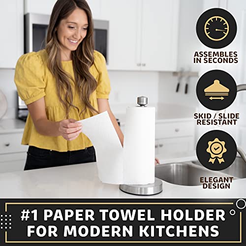 Heavy-Duty Stainless Steel Paper Towel Holder with Suction Cups - Silver