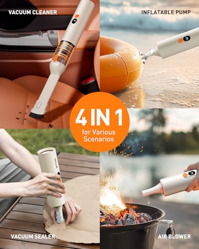 Beige 4-in-1 Cordless Car & Home Handheld Vacuum with 14000PA Suction