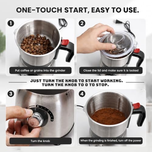 FAOFER Black Electric Spice, Coffee & Nut Grinder 600ML Capacity