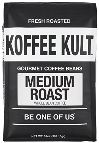 Koffee Kult Medium Roast Whole Coffee Beans - 32oz Pack of 1, Smooth & Flavorful Gourmet Coffee