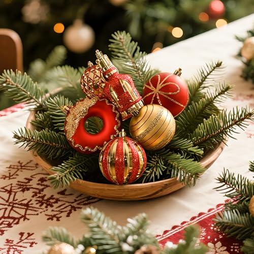 70pcs Christmas Ornament Set - Shatterproof Baubles, Tree Toppers & Decorations