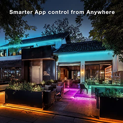 DAYBETTER 50ft Waterproof RGB LED Strip Lights with App & Remote Control - Outdoor Decor