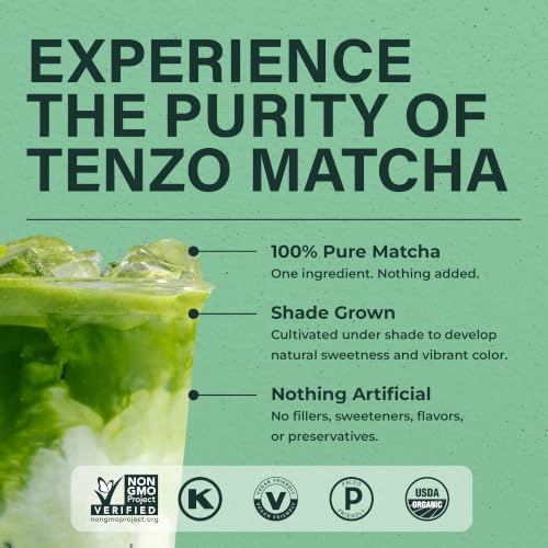 Tenzo Tea Matcha Green Powder - USDA Organic Ceremonial Grade Paleo,