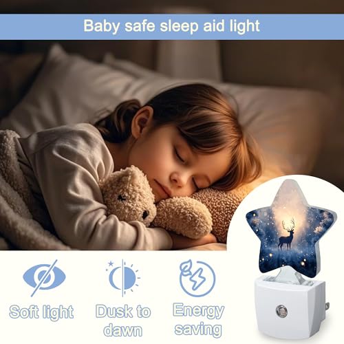 Snowmolle Christmas Deer Winter Tree Snowflake Night Light - Dusk to Dawn Sensor Plug-in Decor