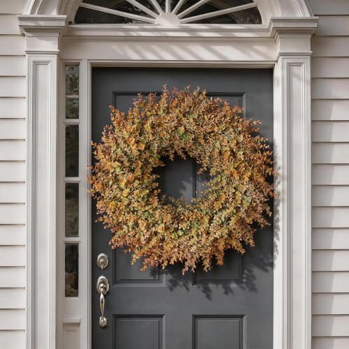32-Inch Fall Artificial Eucalyptus Wreath with Seeds for Front Door Decor - Variation of THIS listing