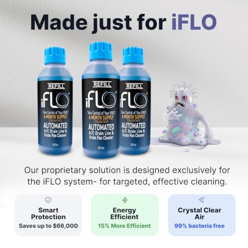 iFLO Smart AC Drain Line Cleaner Cartridge 36 Fl Oz - 6 Month Supply, Compatible with iFLO System