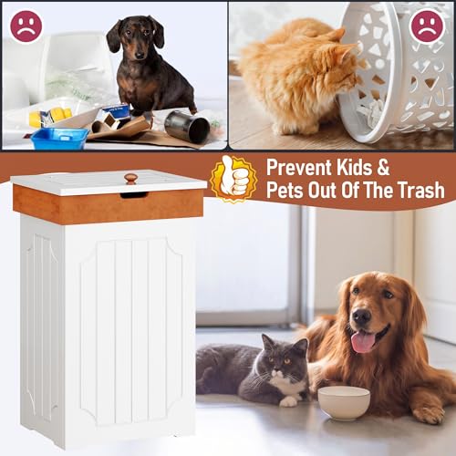 Function Home White Farmhouse Trash Can Cabinet 13 Gallon Kitchen Waste Bin
