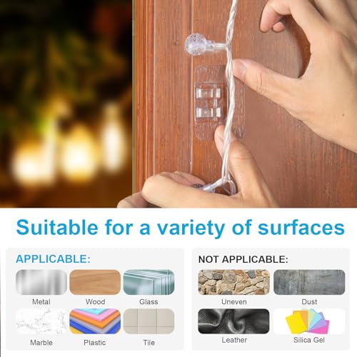 TidyHelper X_Large 24P Outdoor Christmas Light Clips with Waterproof Adhesive Strips