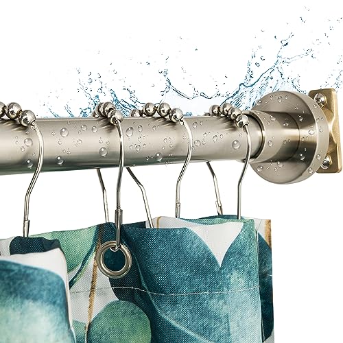 Heavy Duty Adjustable Shower Curtain Rod - Brushed Nickel, 47-84 Inch, Never Rust Stainless Steel, Wall Mount