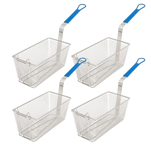 Commercial Deep Fryer Basket 4-Pack with Handle - Heavy Duty Restaurant Use