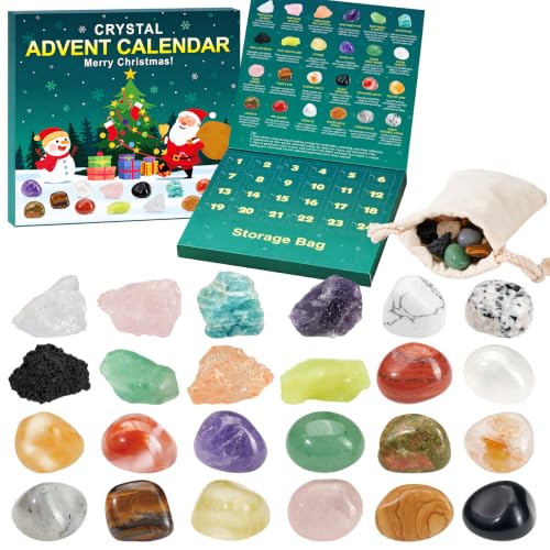 Crystal Advent Calendar 2026 for Kids - 24 Natural Gemstones & Minerals Gift