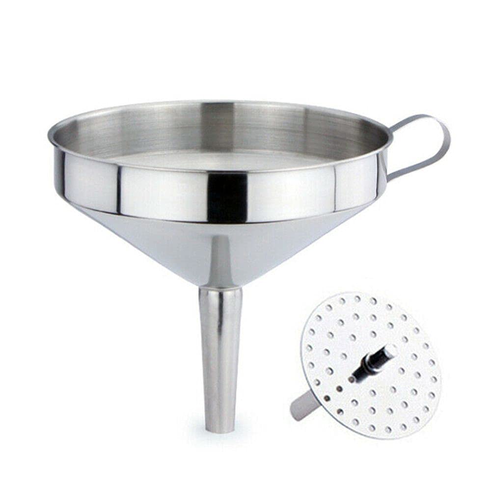 Skiennix Stainless Steel Oil Funnel - Detachable Filter Kitchen Gadget | 10cm Size