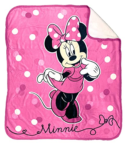 Pink Disney Minnie Mouse Sherpa Throw Blanket 50x60 Inches Kids Bedding