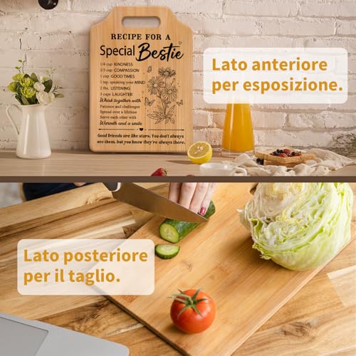 Bestie Gifts for Women - Friendship Cutting Board, Milcier 12x8.7 Inch