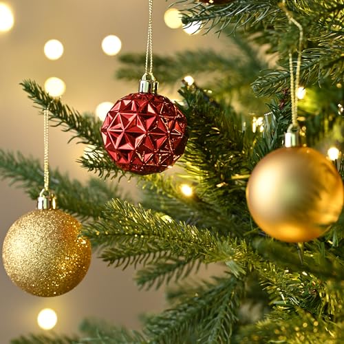 Valery Madelyn 50ct Shatterproof Christmas Ball Ornaments Set, 2.36 in Red & Brown
