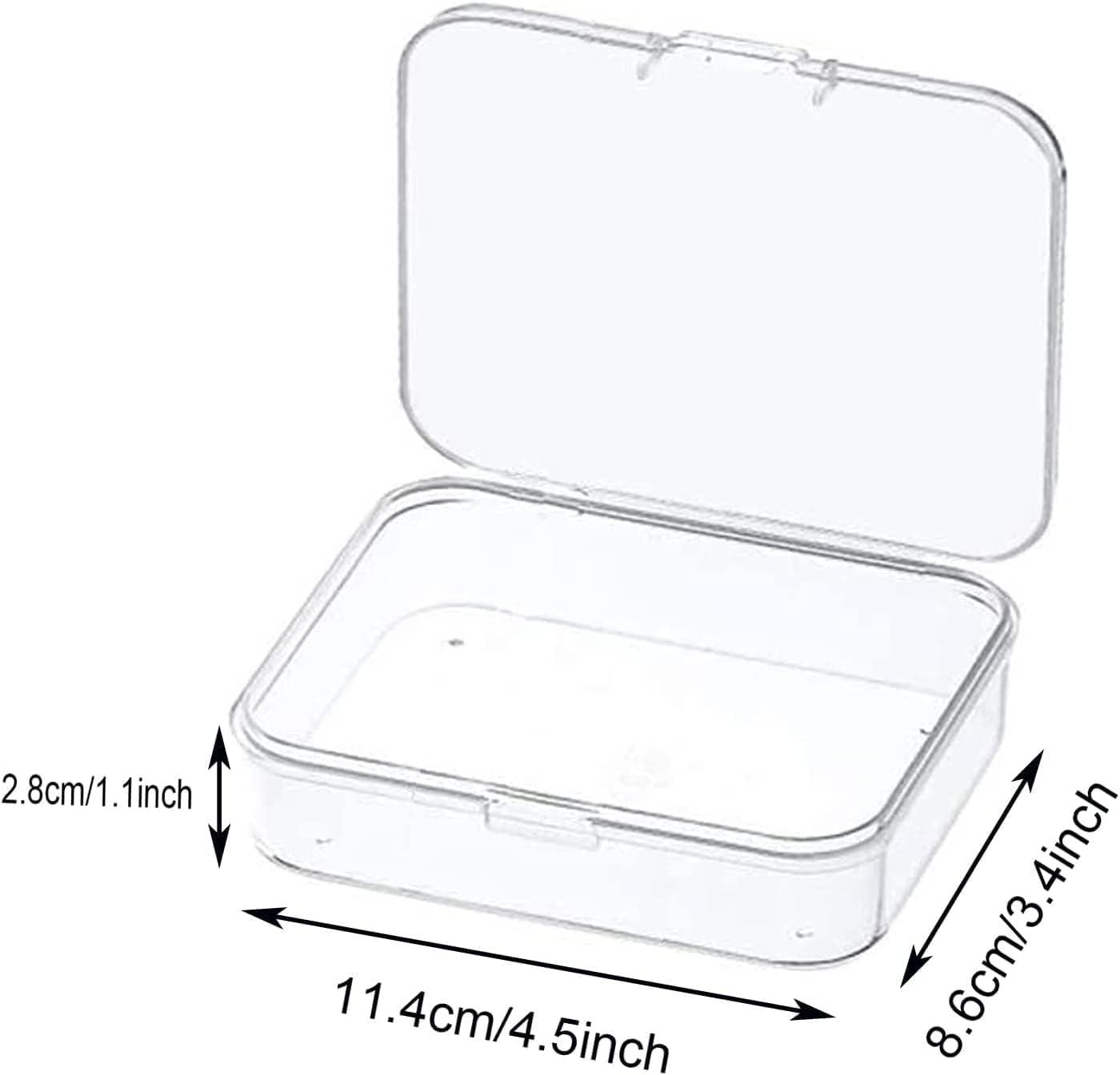 MFDSJ Mini Plastic Storage Containers - 6 Pcs Clear Rectangle Boxes for Beads, Crafts & Small Items | 4.5x3.4 Inches