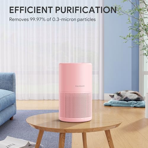 Pink HEPA Air Purifier for Bedroom - 1 Pack, FULMINARE H13 Filter