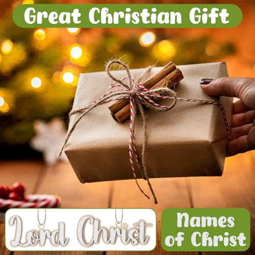 Jesus Name Ornaments Set 25 Wooden Christmas Decorations - Religious Tree Charms