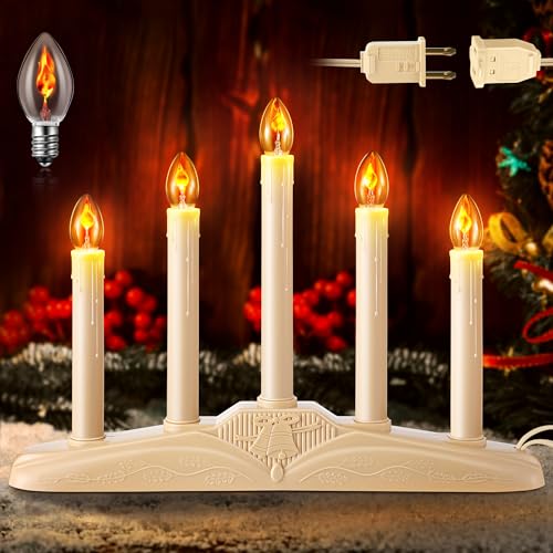 Meonum 1 Set 5 Electric Window Candles with Flame Effect for Christmas Decor - Flame Variant