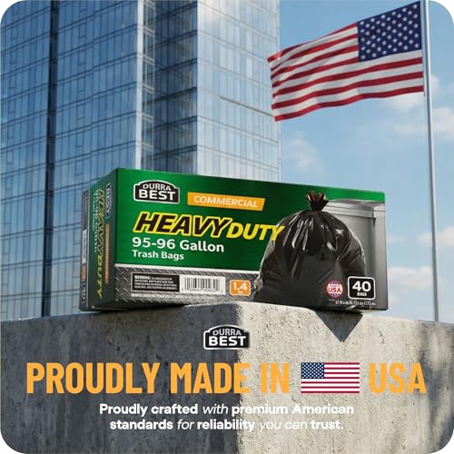 95-96 Gallon Heavy Duty Trash Bags - Extra Large 61x68 Inch Garbage Liners - Leak & Tear Resistant - 40 Pack