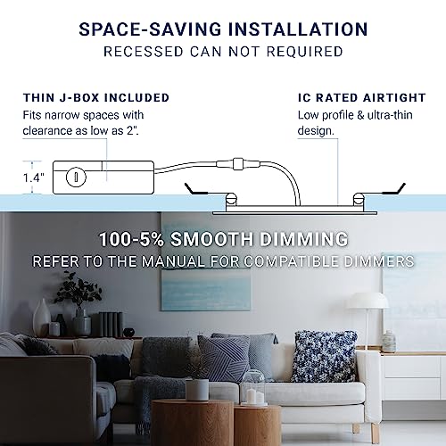 16 Pack 6 Inch LED Recessed Ceiling Lights 5CCT Ultra-Thin Surface Mount - Parmida