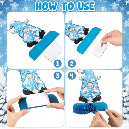 Pasimy 12-Pack Winter Snowflake Honeycomb Centerpieces for Christmas Party Table Decor