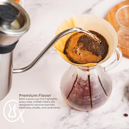Chemex Square Coffee Filter 100 Pack - Thick, Eco-Friendly Pour Over Filters