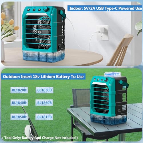 Uniqwamo Misting Portable Fan for Makita 18V Battery - Blue Mist Fan/MT