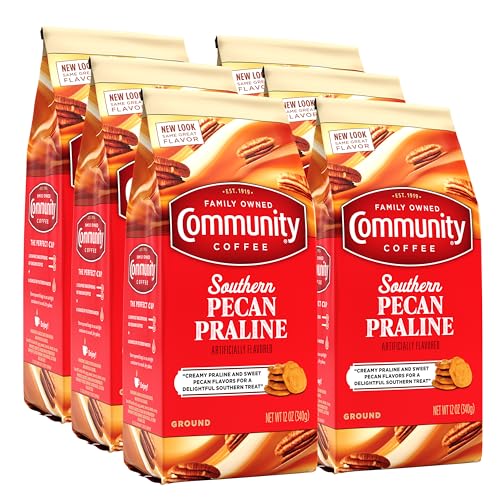 Community Coffee Southern Pecan Praline Flavored Ground Coffee - 12 Oz Pack of 6