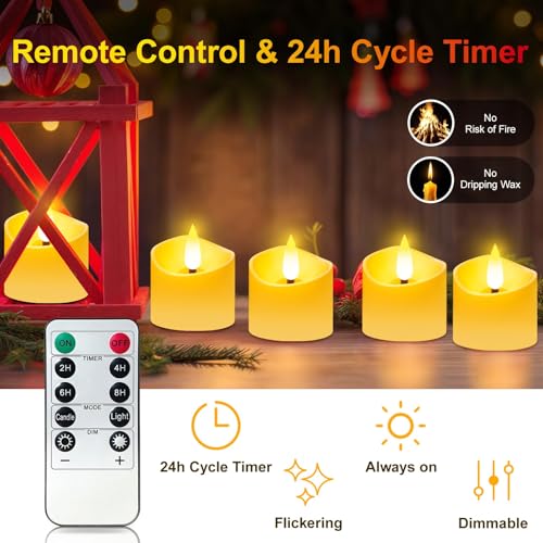 YiaMia Rechargeable Magnetic Tea Lights 12 Pack with Remote & Fast Charging