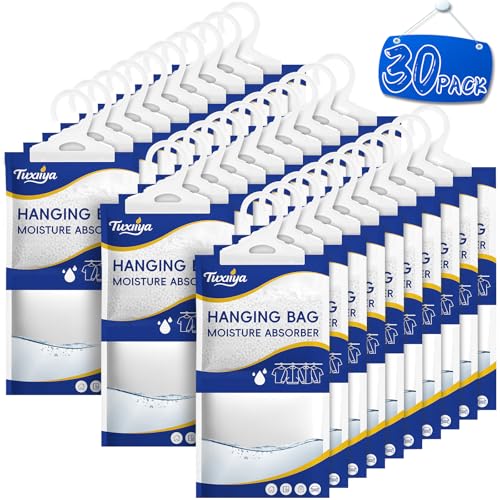 TUXIYA Moisture Absorbers 30 Pack,Hanging Closet Dehumidifier Bags