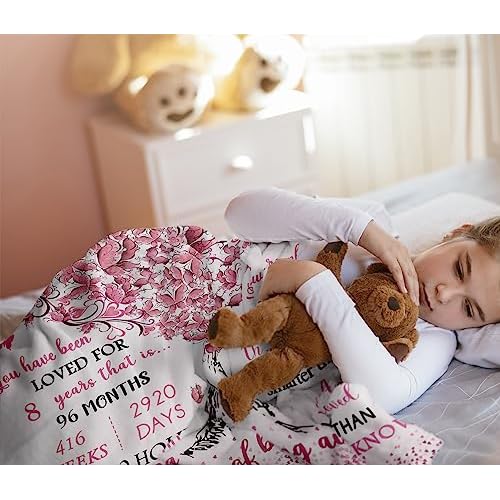 8 Year Old Girl Birthday Gift Blanket 40"x50", Gifts for 8-Year-Old Girls, 8th Birthday Gifts for Girl, Best Christmas Party Decoration Gift Ideas for Age 8, Eight Years Old Present