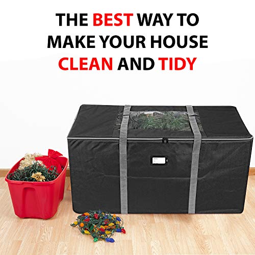 Propik Rolling Christmas Tree Storage Bag for 9 Ft Trees - Black, 25x25x60, With Wheels, Handles & Strap