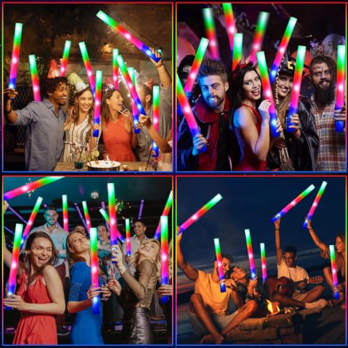 150 PCS LED Foam Glow Sticks with 3 Flashing Colors - Party, Wedding, Rave Supplies