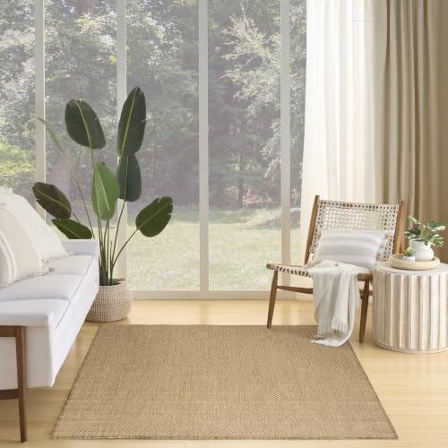Indoor Outdoor Geometric Jute Area Rug 5ft x 7ft - Modern Flatweave