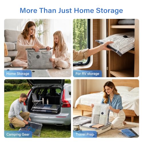 EACOPOL 16-Pack Vacuum Storage Bags with Cordless Pump - Space Saver Travel Set